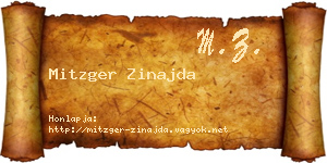Mitzger Zinajda névjegykártya
